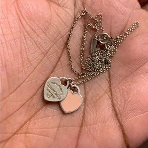 Tiffany & Co. Pink Double Heart Necklace